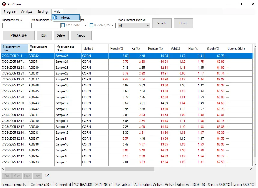 ProChem Desktop Application Interface