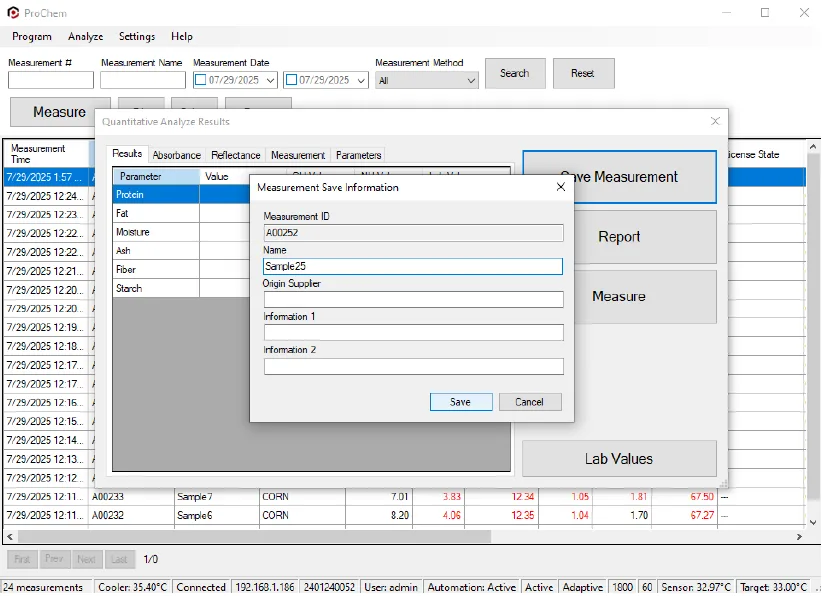 ProChem Save Measurement Modal